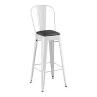Lancaster Table & Seating Alloy Series Pearl White Indoor Cafe Barstool with Black Vinyl Cushion