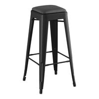 Lancaster Table & Seating Alloy Series Onyx Black Indoor Backless Barstool with Onyx Black Vinyl Cushion