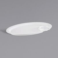 APS 8 3/4" x 5 1/2" White Oval Cocktail Plate with Glass Holder - 12/Case