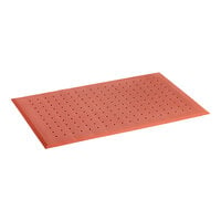 Lavex 3' x 5' Heavy-Duty Red Grease-Proof Anti-Fatigue Closed-Cell Nitrile Rubber Floor Mat with Drainage Holes - 3/4 inch Thick