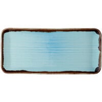 Dudson Harvest 13 5/8" x 6 1/4" Turquoise Rectangular Coupe China Platter by Arc Cardinal - 6/Case