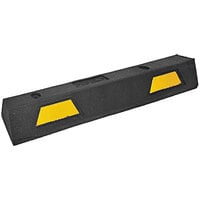 Plasticade 4' Black Rubber Car Stop / Parking Block with 2 Reflective Yellow Stripes ST-4Y