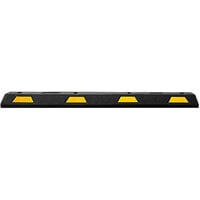 Plasticade 6' Black Rubber Car Stop / Parking Block with 4 Reflective Yellow Stripes STN-6Y