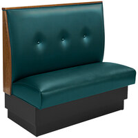 American Tables & Seating 45 1/2" Long Forest Green Upholstered Standard Single Booth with 3-Button Tufted Back and Top / End Caps - 42" High