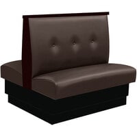 American Tables & Seating 45 1/2" Long Brown Upholstered Standard Double Booth with 3-Button Tufted Back and Top / End Caps - 42" High