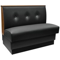 American Tables & Seating 45 1/2" Long Black Upholstered Standard Single Booth with 3-Button Tufted Back and Top / End Caps - 36" High