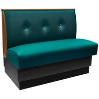 American Tables & Seating 45 1/2" Long Forest Green Upholstered Standard Single Booth with 3-Button Tufted Back and Top / End Caps - 36" High