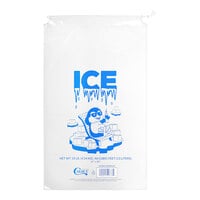 Choice 10 lb. Clear Plastic Drawstring Ice Bag with Ice Print - 500/Case