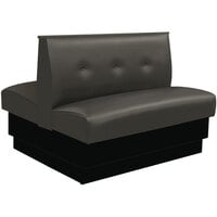 American Tables & Seating 45 1/2" Long Gunmetal Upholstered Standard Double Booth with 3-Button Tufted Back - 36" High