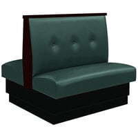 American Tables & Seating 45 1/2" Long Forest Green Upholstered Standard Double Booth with 3-Button Tufted Back and Top / End Caps - 42" High