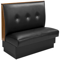 American Tables & Seating 45 1/2" Long Black Upholstered Standard Single Booth with 3-Button Tufted Back and Top / End Caps - 42" High