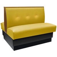 American Tables & Seating 45 1/2" Long Yellow Upholstered Standard Double Booth with 3-Button Tufted Back and Top / End Caps - 36" High