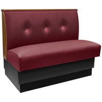 American Tables & Seating 45 1/2" Long Red Upholstered Standard Single Booth with 3-Button Tufted Back and Top / End Caps - 36" High