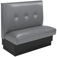 American Tables & Seating 45 1/2" Long Gunmetal Upholstered Standard Single Booth with 3-Button Tufted Back - 42" High