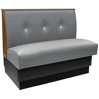 American Tables & Seating 45 1/2" Long Gunmetal Upholstered Standard Single Booth with 3-Button Tufted Back and Top / End Caps - 36" High