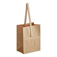 Choice 6 3/4" x 8 1/8" 1/2 Peck "Sophomore" Natural Brown Kraft Paper Produce Customizable Market Stand Bag with Handle - 500/Case