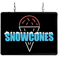 Winco 17" x 13" LED Rectangular Snow Cones Sign