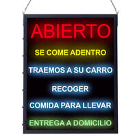 Winco 19" x 24" LED Rectangular Spanish Open Sign with Various Message Options