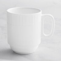 Acopa Cordelia 13 oz. Bright White Embossed Stackable Porcelain Mug - 36/Case