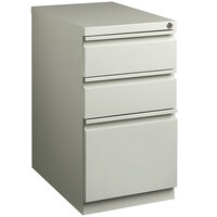 Hirsh Industries 15" x 22 7/8" x 27 3/4" Light Gray Mobile Pedestal Filing Cabinet with 3 Drawers