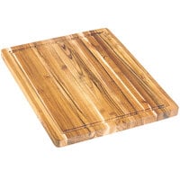 Teakhaus Scandi 18" x 14" x 1" End Grain Teakwood Cutting Board with Juice Canal and Hand Grips 805