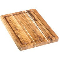 Teakhaus Scandi 14" x 10" x 1" End Grain Teakwood Cutting Board with Juice Canal and Hand Grips 804