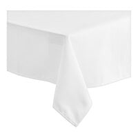 Choice 54" x 114" Rectangular White 100% Spun Polyester Hemmed Cloth Table Cover
