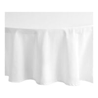 Choice 64 inch Round White 100% Spun Polyester Hemmed Cloth Table Cover