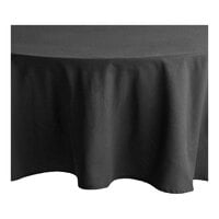 Choice 120 inch Round Black 100% Spun Polyester Hemmed Cloth Table Cover