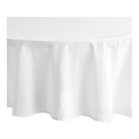 Choice 120 inch Round White 100% Spun Polyester Hemmed Cloth Table Cover