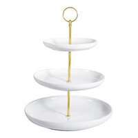 CAC PTE-C3 Bright White Catering Collection Coupe 3-Tier Porcelain Tray Display Stand - 8/Case