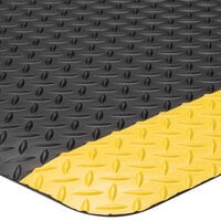 Lavex Diamond Star 2' x 75' Black Anti-Fatigue Mat with Yellow Borders - 9/16" Thick