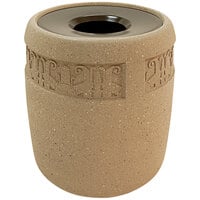 Wausau Tile TF1185 Westlake 42 Gallon Concrete Round Trash Receptacle with Aluminum Funnel Top