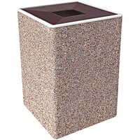 Wausau Tile Colonial TF1031 44 Gallon Concrete Square Trash Receptacle with Aluminum Pitch-In Lid