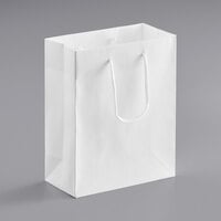 8" x 4" x 10" Customizable White Paper Bag with Rope Handles - 200/Case