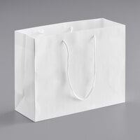 16" x 6" x 12" Customizable White Paper Bag with Rope Handles - 100/Case