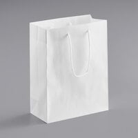 10" x 5" x 13" Customizable White Paper Bag with Rope Handles - 200/Case