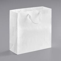 16" x 6" x 16" Customizable White Paper Bag with Ribbon Handles - 100/Case