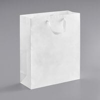16" x 6" x 19" Customizable White Paper Bag with Ribbon Handles - 100/Case
