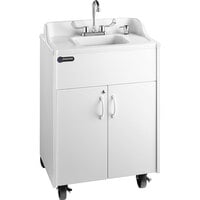 Ozark River Manufacturing ADSTW-ABW-AB1N Premier Brite White Portable Hot Water Hand Sink with Laminate Cabinet and Single Basin