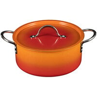 Bon Chef Country French X 4.3 Qt. Ombre Tangerine Sauce Pot with Cover 73302-OM-T