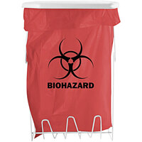 BOWMAN Dispensers White Coated Wire 5 Gallon Biohazard Bag Holder with Easy-Open Hinged Lid MW-005