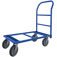 Jescraft 24" x 48" Heavy-Duty Fully Welded Steel Flat Dolly with Push Handle and 8" High-Performance Elastomer Casters FDH-2448PL8-4S - 3000 lb. Capacity