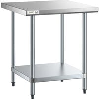 Regency 30" x 30" 18-Gauge 304 Stainless Steel Commercial Work Table with Galvanized Legs and Undershelf