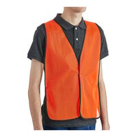 Lavex 25" x 18" Orange High Visibility General Purpose Safety Vest with Hook & Loop Closure - One Size Fits Most