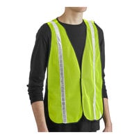 Lavex Lime High Visibility General Purpose Safety Vest with Hook & Loop Closure and 1 inch Reflective Tape - One Size Fits Most