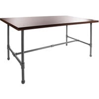 Econoco 30" x 58" x 30 1/2" Industrial-Style Nesting Table with Woodgrain Top