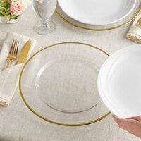 Acopa 13 inch Round Gold Rim Glass Charger Plate - 12/Case