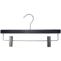 14" Espresso Low Gloss Flat Wooden Skirt / Pant Hanger with Gunmetal Hardware - 100/Pack