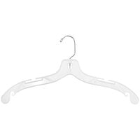 17" White Plastic Medium-Weight Shirt Hanger with Chrome Hook - 100/Pack